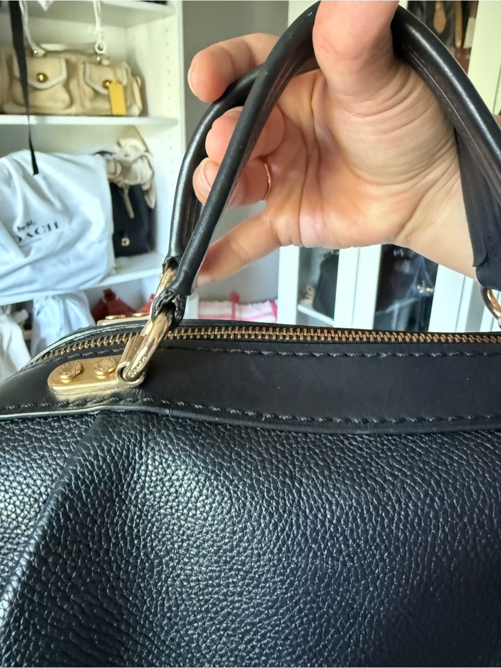 Coach Lane Satchel Black Pebbled Leather Satchel with Gold Hardware - Picture 6 of 11